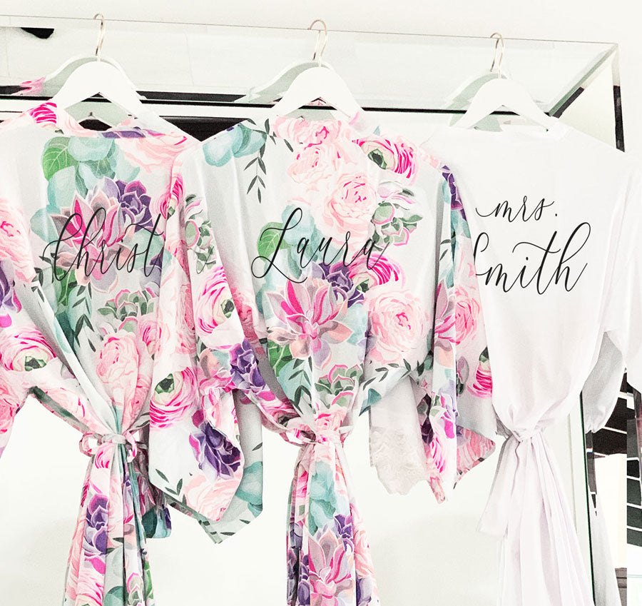 Succulent Bridesmaid Robe - Personalized