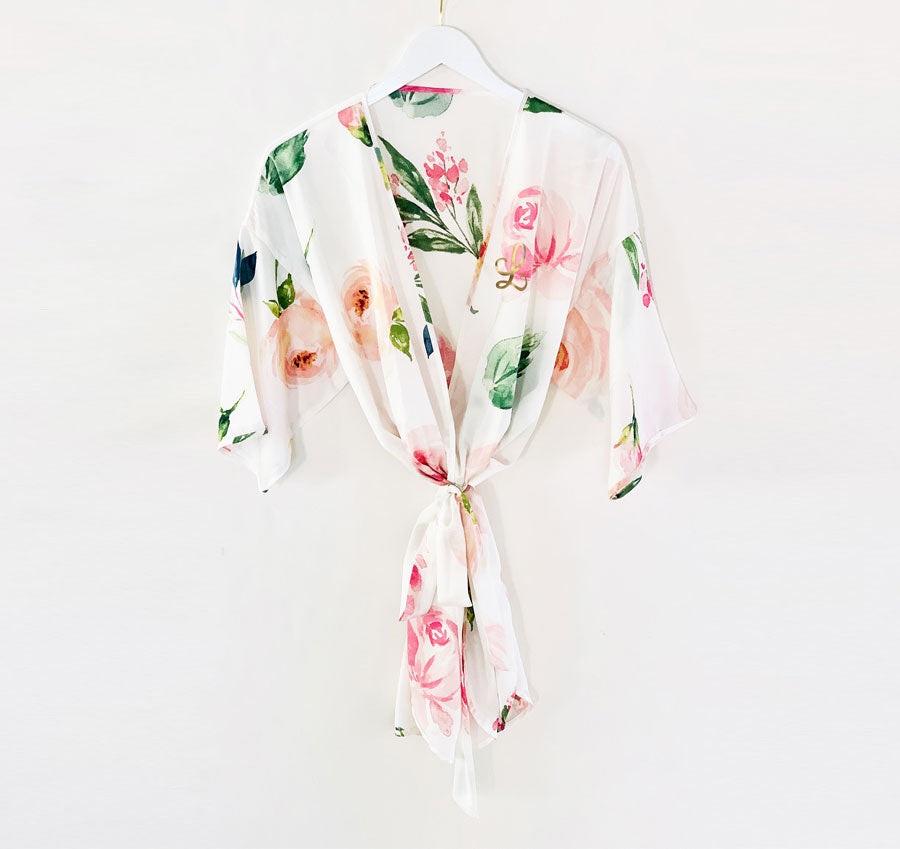 Spring Rose Satin Bridesmaid Robe