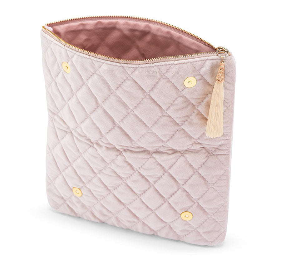 Personalized Fold Over Velvet Clutch - Blush Pink