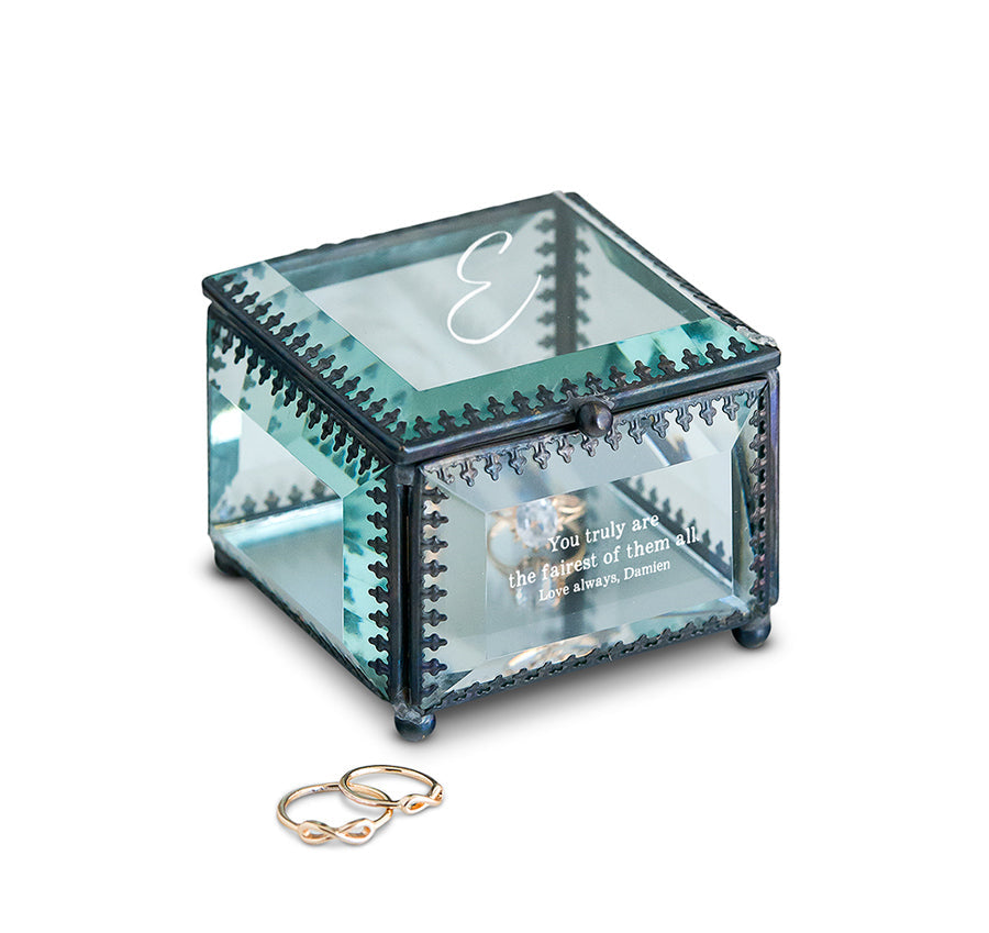 Personalized Vintage Glass Jewelry Box