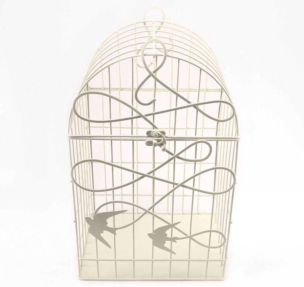 Modern White Birdcage Wedding Card Holder