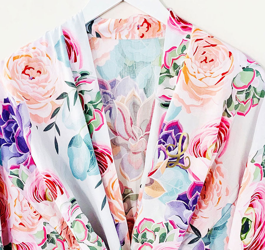 Succulent Bridesmaid Robe - Initial