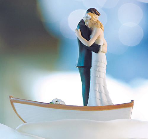 Rowboat Bride &amp; Groom Cake Topper