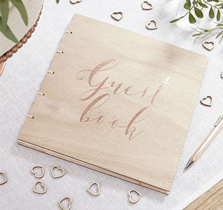 Rose Gold Wooden Guest Book