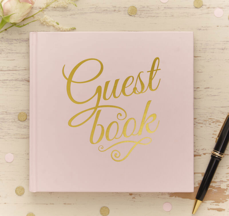 Gold &amp; Pink Foiled Guest Book