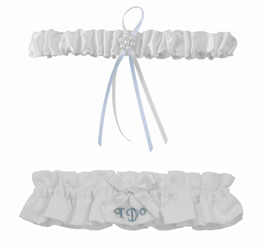 Embroidered I Do Wedding Garter Set