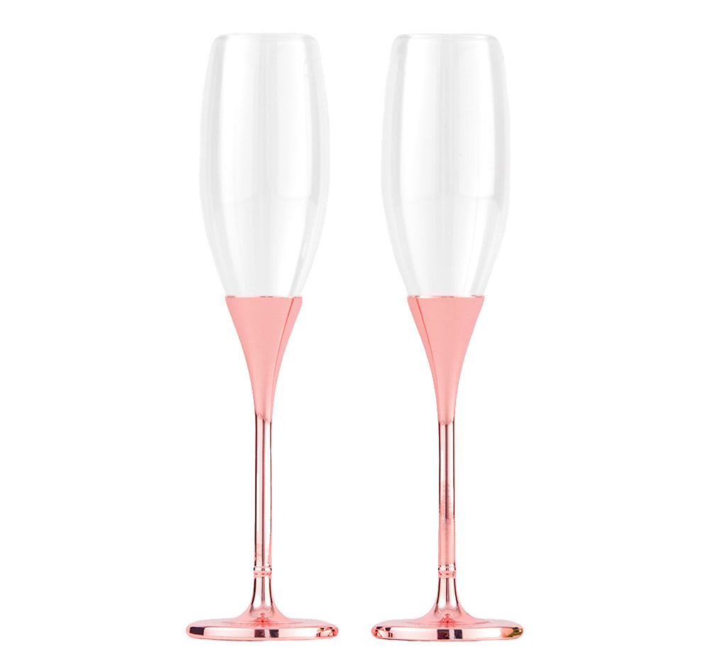 Rose Gold Diamond Glitter Toasting Flutes