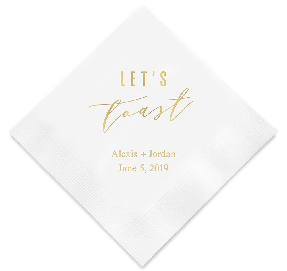 Let&#39;s Toast Script Wedding Napkins