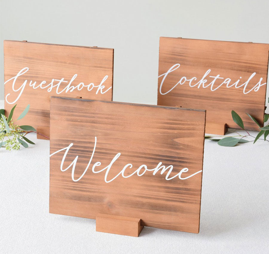 Wooden Reception Sign Set - 3 Count