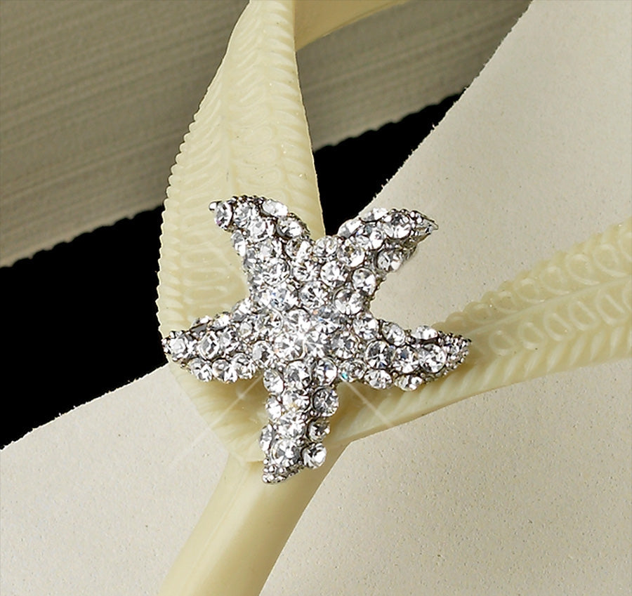 Starfish Rhinestone Bridal Flip Flops - Ivory