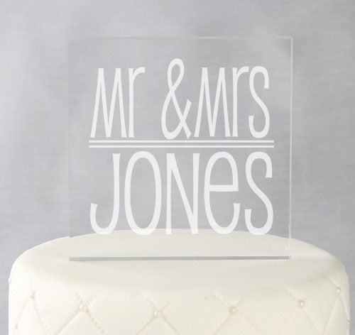 Mr. & Mrs. Cake Topper - Square