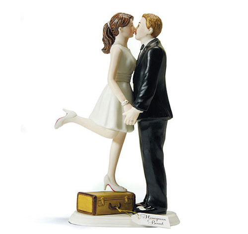 Kiss &amp; We&#39;re Off Bride &amp; Groom Cake Topper