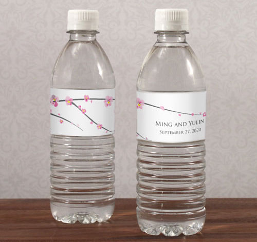 Cherry Blossom Personalized Water Bottle Label