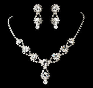 Silver Rhinestone Bridal Jewelry Set