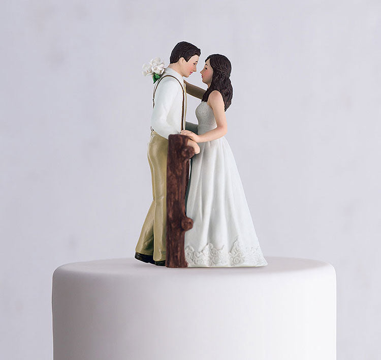 Rustic Bride &amp; Groom Cake Topper