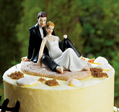 Beach Lounging Bride &amp; Groom Cake Topper
