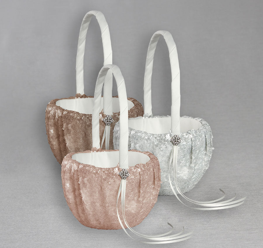 Elsa Matte Sequin Flower Girl Basket