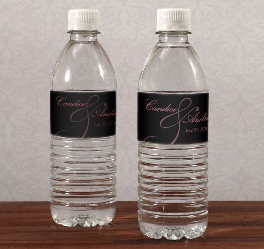Classic Orchid Wedding Water Bottle Labels