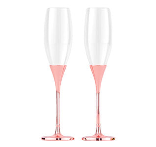 Rose Gold Diamond Glitter Toasting Flutes