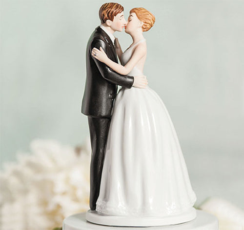 Romantic Kissing Bride & Groom Cake Topper