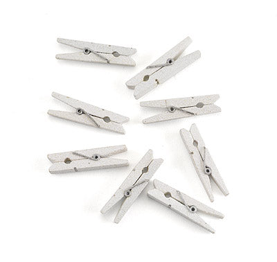 Mini Glitter Clothespins - White