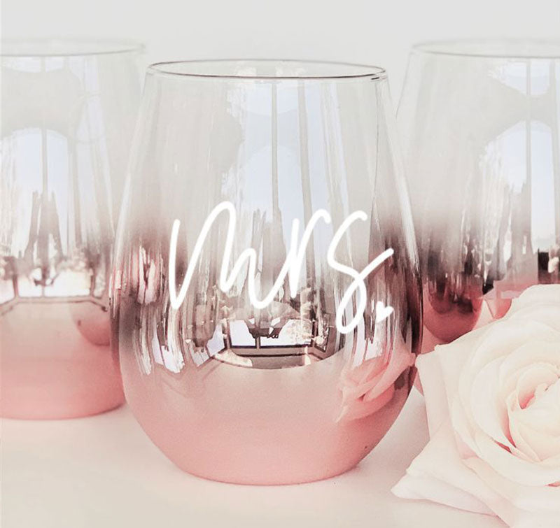 Mrs Stemless Wine Glass