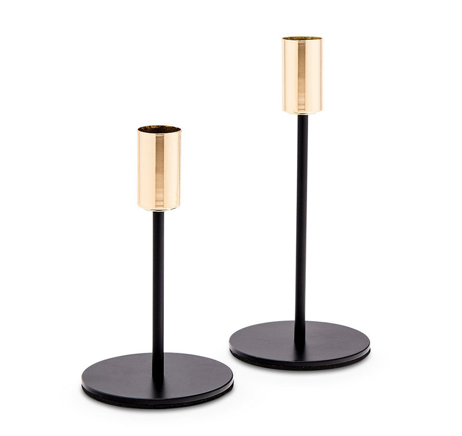 Modern Tiered Taper Candle Holders - Set of 2