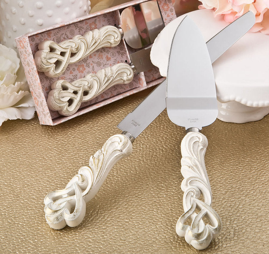 Vintage Double Heart Cake Server Set