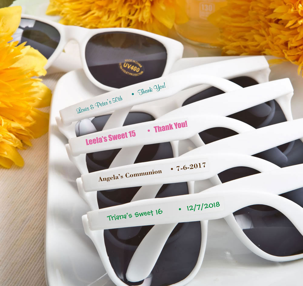 Personalized Sunglass Favors - White