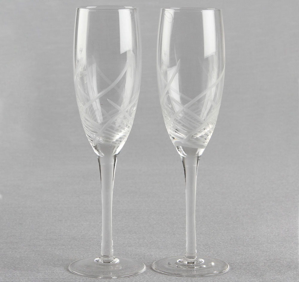 Etched Design Wedding Toasting Flutes