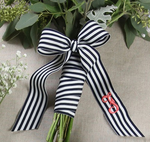 Grosgrain Stripe Bridal Bouquet Wrap with Tails