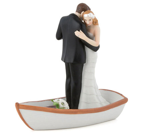 Rowboat Bride &amp; Groom Cake Topper