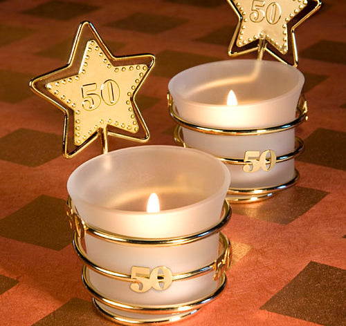 Gold Star 50th Anniversary Candle Favor