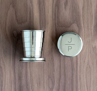 Collapsible Silver Groomsmen Shot Glass - Initials