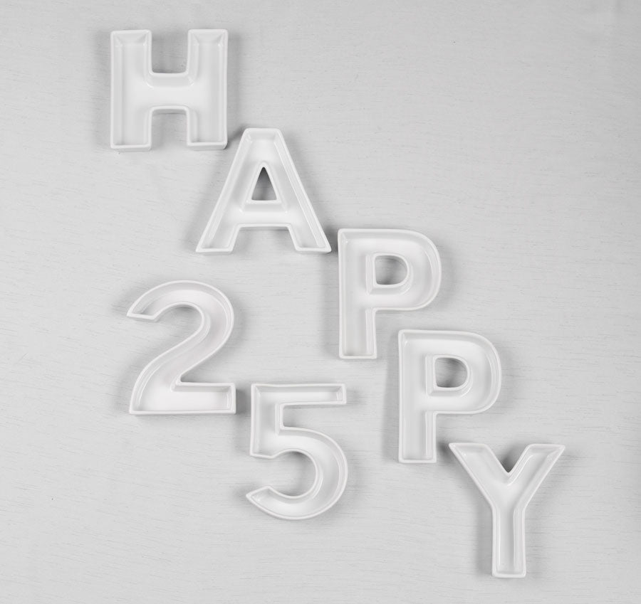 HAPPY 25 Ceramic Letter Dishes