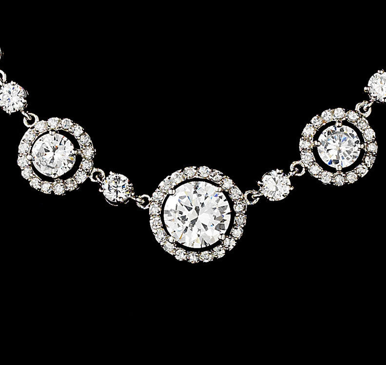 Silver Cubic Zirconia Bridal Necklace