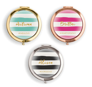 Striped Print Custom Compact Mirror