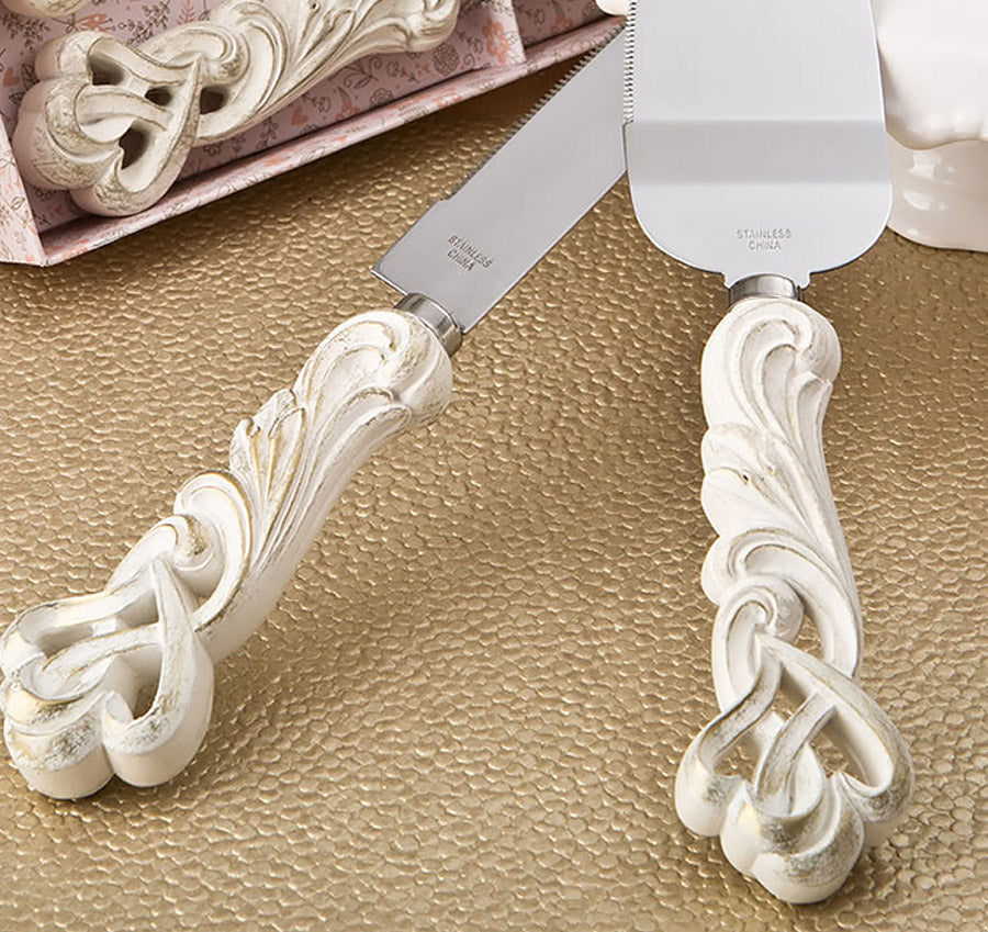Vintage Double Heart Cake Server Set