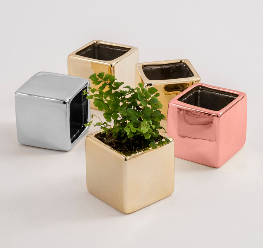 Metallic Wedding Favor Flower Pots