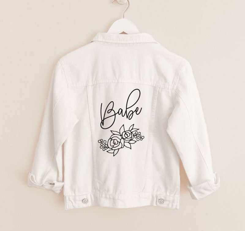 Bridal Floral White Jean Jacket