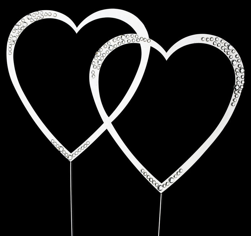 Swarovski Crystal Sparkle Double Heart Cake Topper