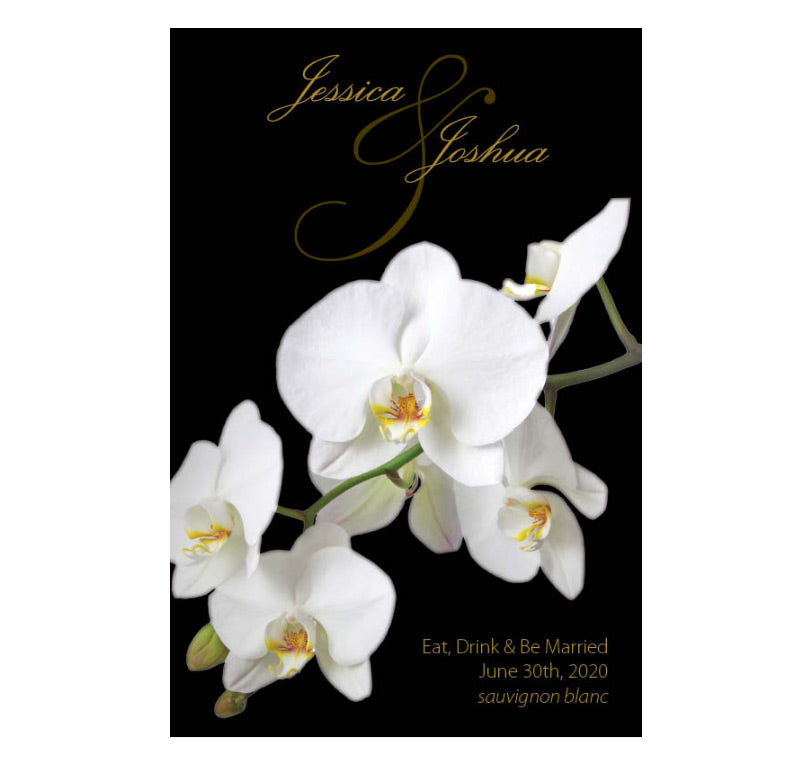 Classic Orchid Wedding Wine Labels