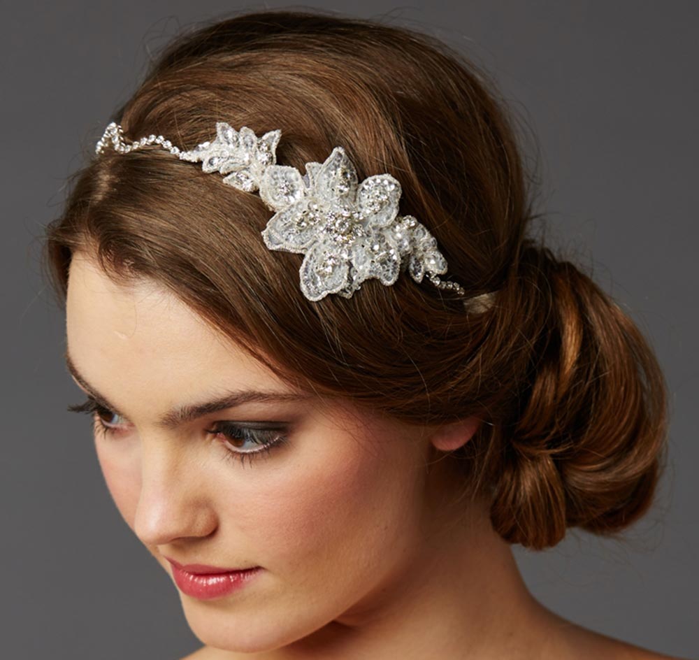 European Lace Crystal Wedding Headband