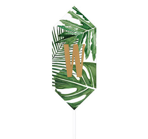 Personalized Tropical Leaves Acrylic Cake Topper