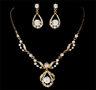 Rhinestone Necklace &amp; Earring Bridal Jewelry Set