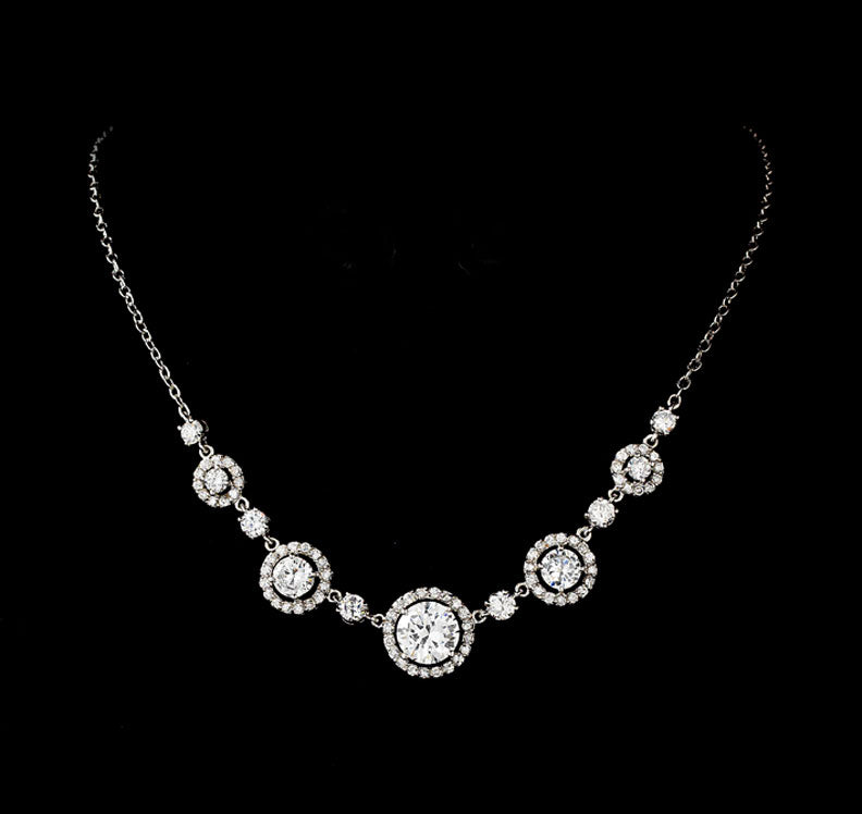 Silver Cubic Zirconia Bridal Necklace