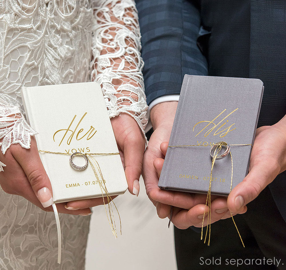 Grey Linen Wedding Vow Book - His