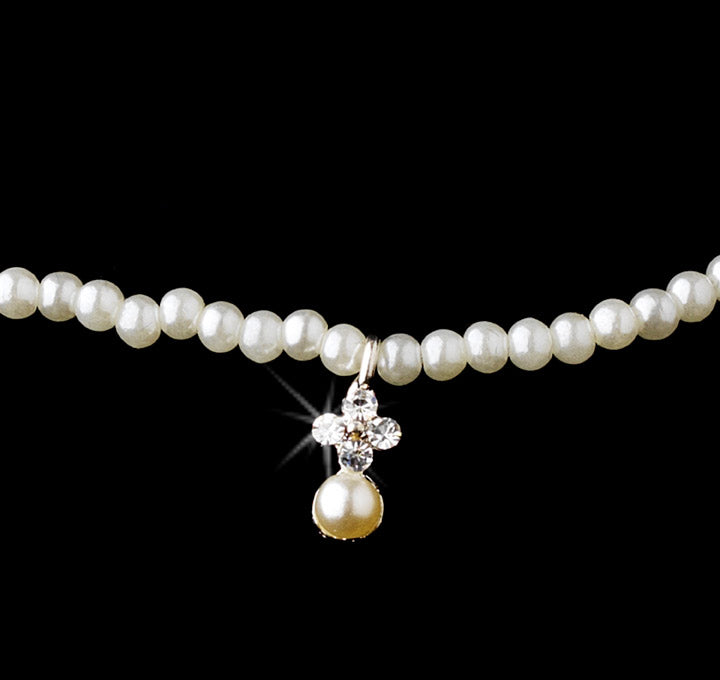 Children's Silver Ivory Necklace Earring Set