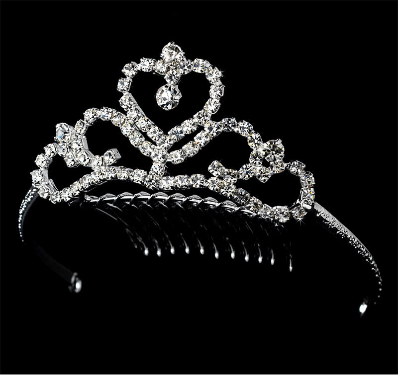 Rhinestone Heart Flower Girl Tiara