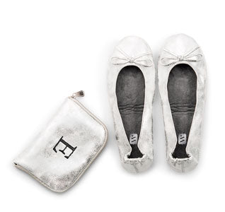 Wedding Ballet Flats &amp; Custom Carrying Case - Silver